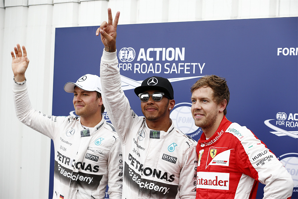 Nico Rosberg, Lewis Hamilton og Sebastian Vettel
(Foto: Daimler)